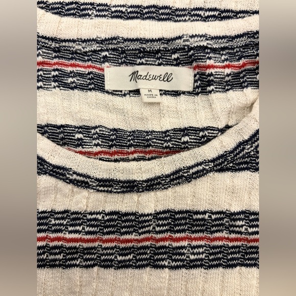 Madewell Womens Short Sleeve Mini Dress Lawton Stripe Knit Buttons Size M - Picture 3 of 6